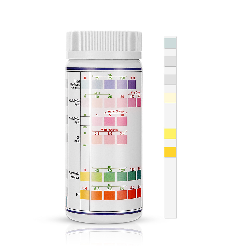 Ph Strip Test - แถบวัดคุณภาพน้ำ6-in-1สำหรับตู้ปลาแผ่นทดสอบแอมโมเนียไนโตรเจนไนไตรท์ความแข็งค่า pH แบบมัลติฟังก์ชั่น