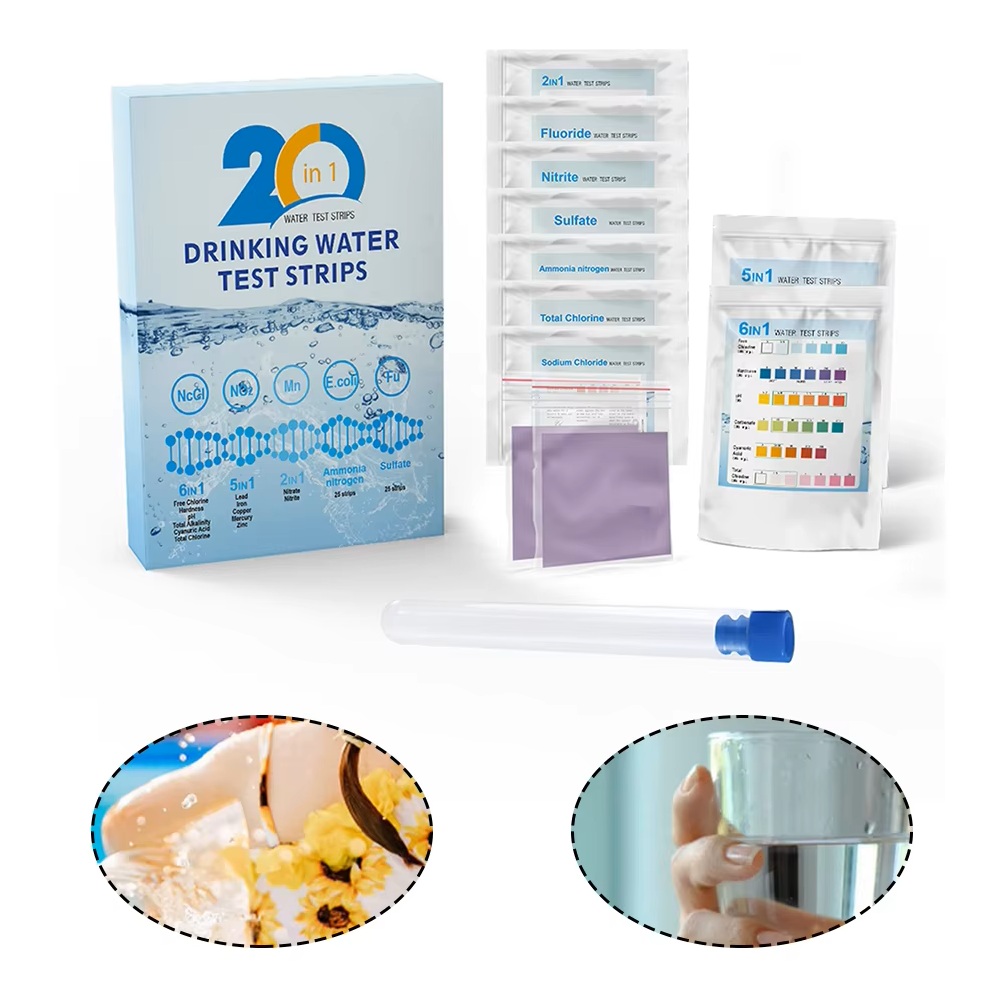Ph Strip Test - ชุดทดสอบน้ำ YAGO 20 in 1 สำหรับตรวจสอบน้ำดื่มที่บ้าน