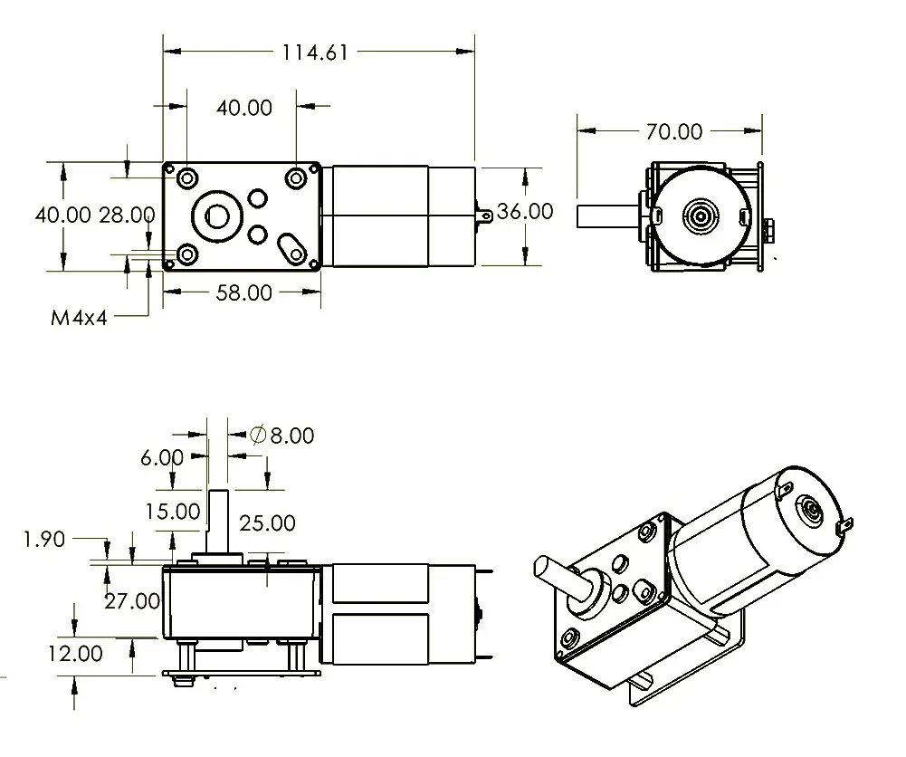 Robot Arm Motor - มอเตอร์เซอร์โวแบบเกียร์หนอน ASMC-LQ ASME-SQ 60/70/120 กก. 360