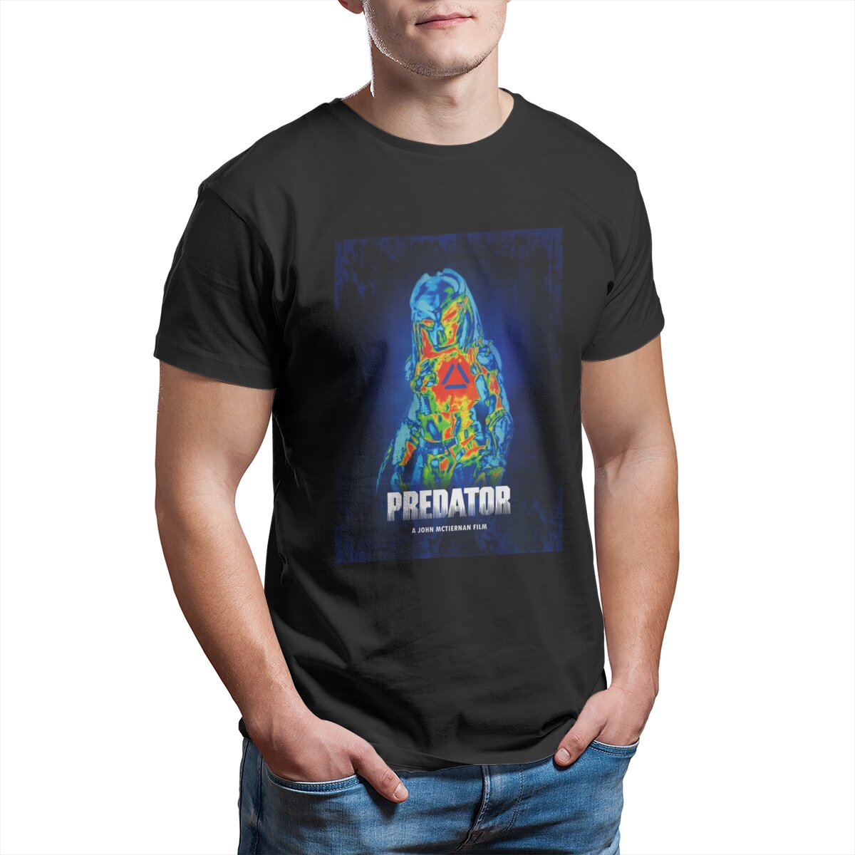 Science Hunter - เสื้อยืดพิมพ์ลายนิยายวิทยาศาสตร์แนวฮันเตอร์สำหรับผู้ชายเอเลี่ยนกับนักล่า100% พลัสไซส์สำหรับผู้ชาย
