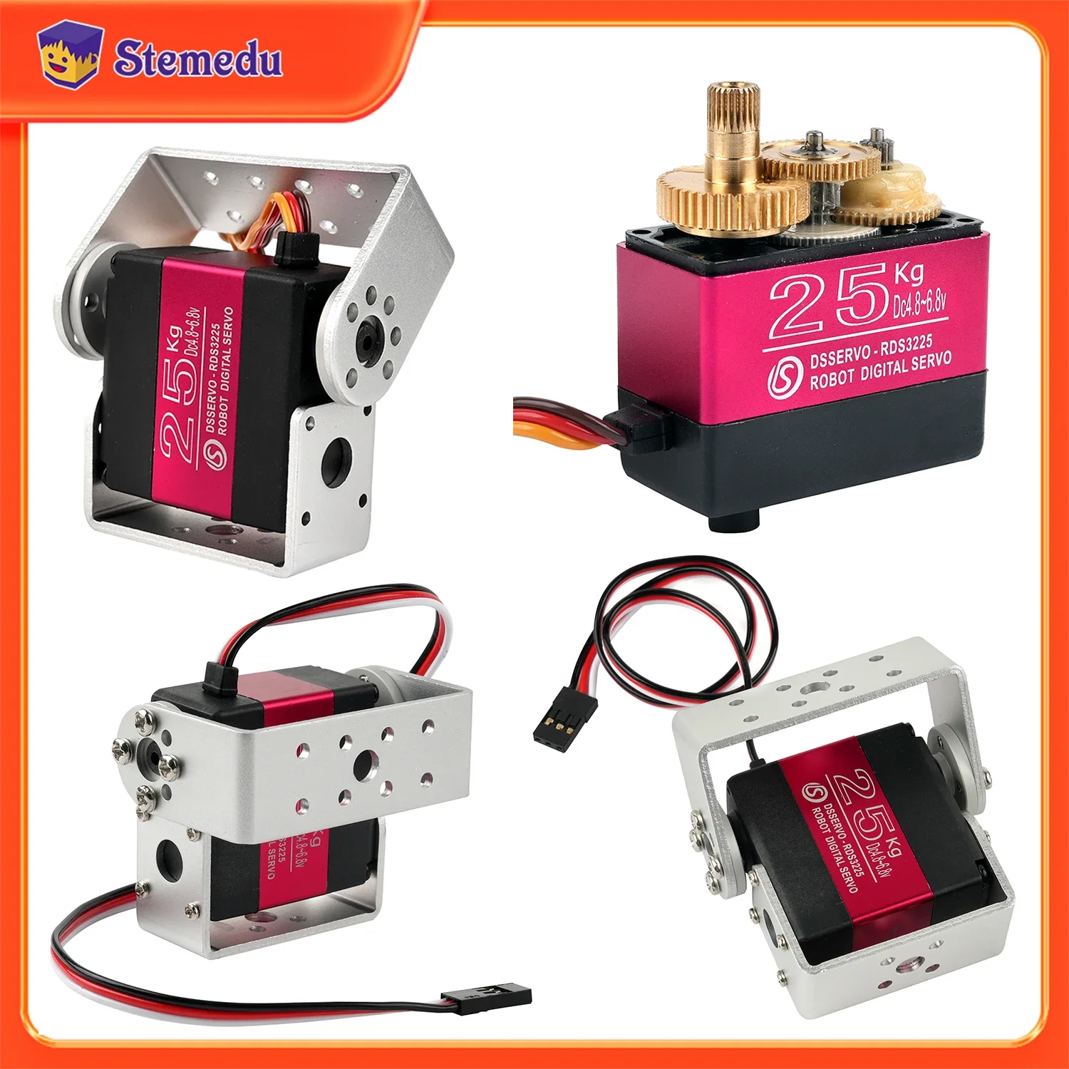 Robot Arm Motor - 25KG หุ่นยนต์ดิจิตอล Servo แรงบิดสูงเกียร์โลหะกันน้ํา U ยึด